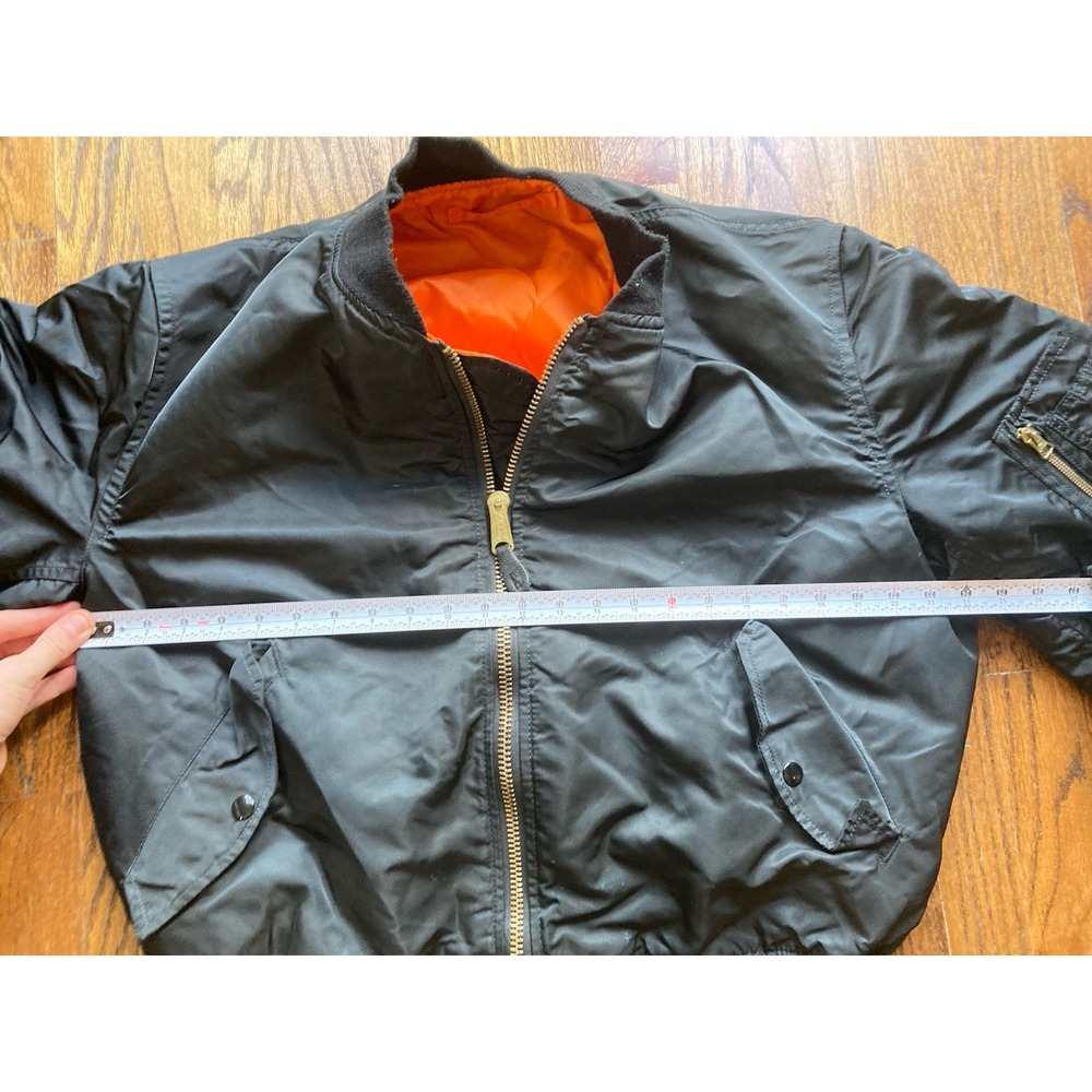 Vintage Alpha Industries MA-1 Flyers Jacket Mens XL Black Reversible Bomber USA - Picture 4 of 10
